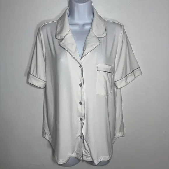 Cozy Earth Pajama Top Bamboo Notched Collar Lounge Button Front Wome Small - Picture 1 of 8